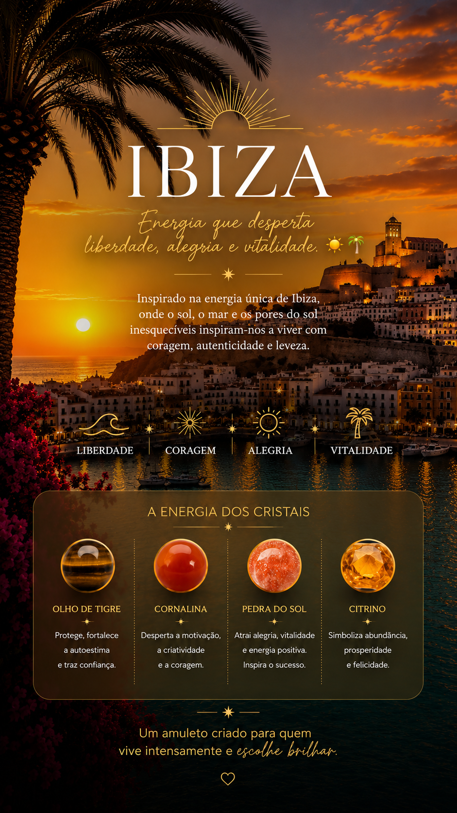 Colar IBIZA 🇪🇸-Liberdade; Alegria; Vitalidade; Coragem