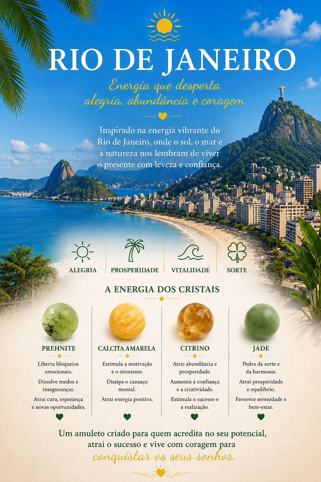 colar RIO DE JANEIRO 🇧🇷- Alegria; Sucesso; Prosperidade; Sorte