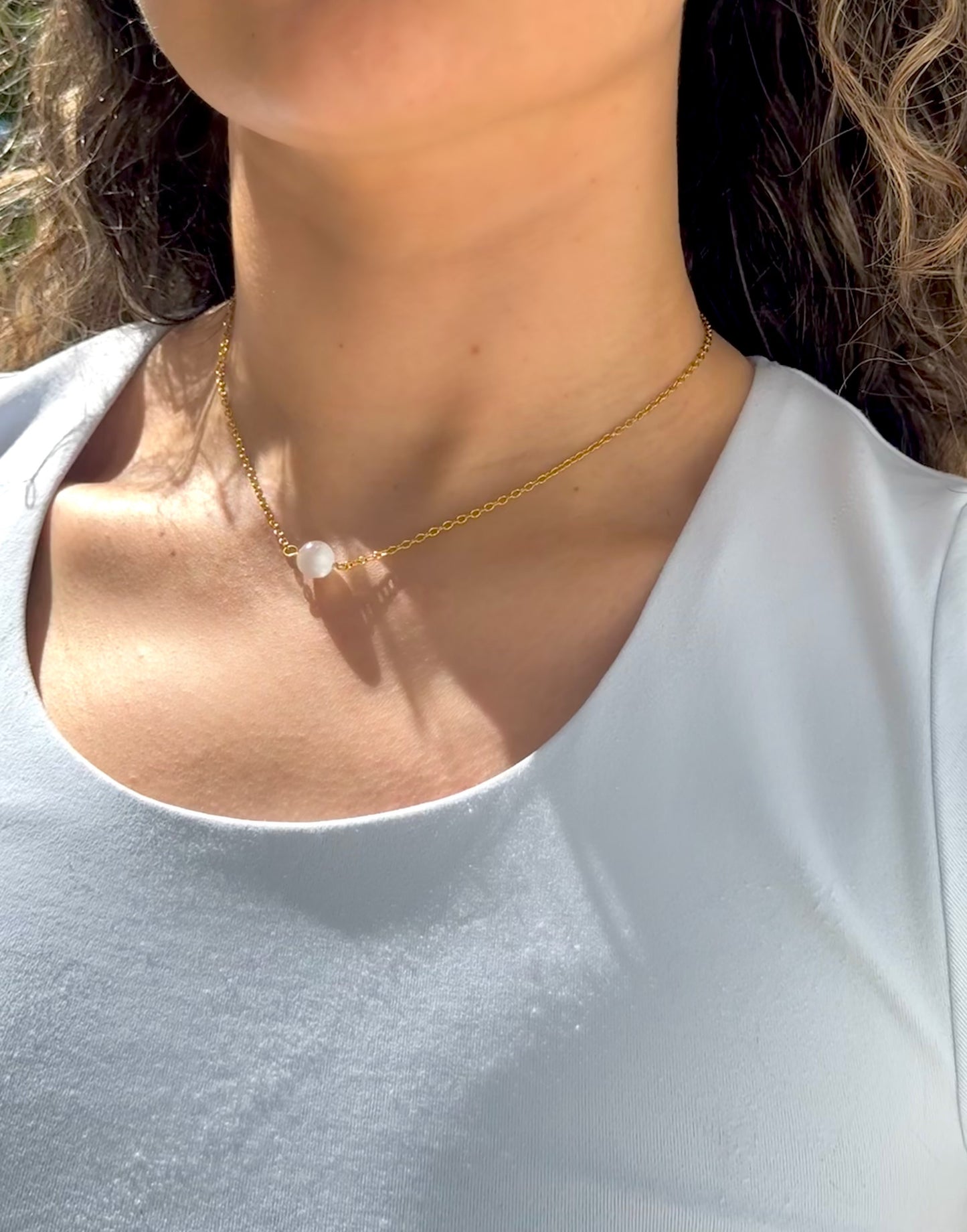 Colar Althea(selenite)-limpeza energética, Paz de Espírito; Cansaço Mental e Dores