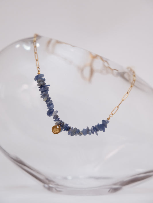 Colar Espada de Luz (Cianita Azul)- proteção dos anjos; cortes energéticos; comunicação; calma