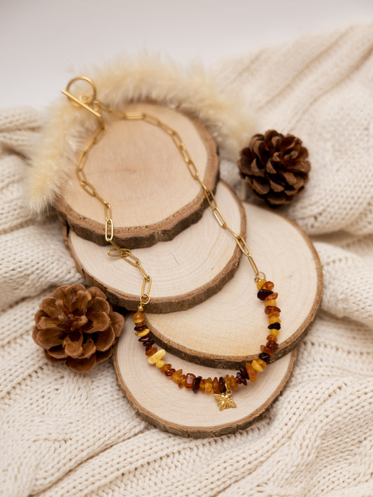 Colar Aura Dourada (Âmbar)- Ação anti-inflamatória; Alegria; Sistema Imunológico