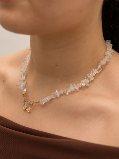 Colar Quartzo Cristal - Iluminação; Eleva a vibração; Conexão; Cura