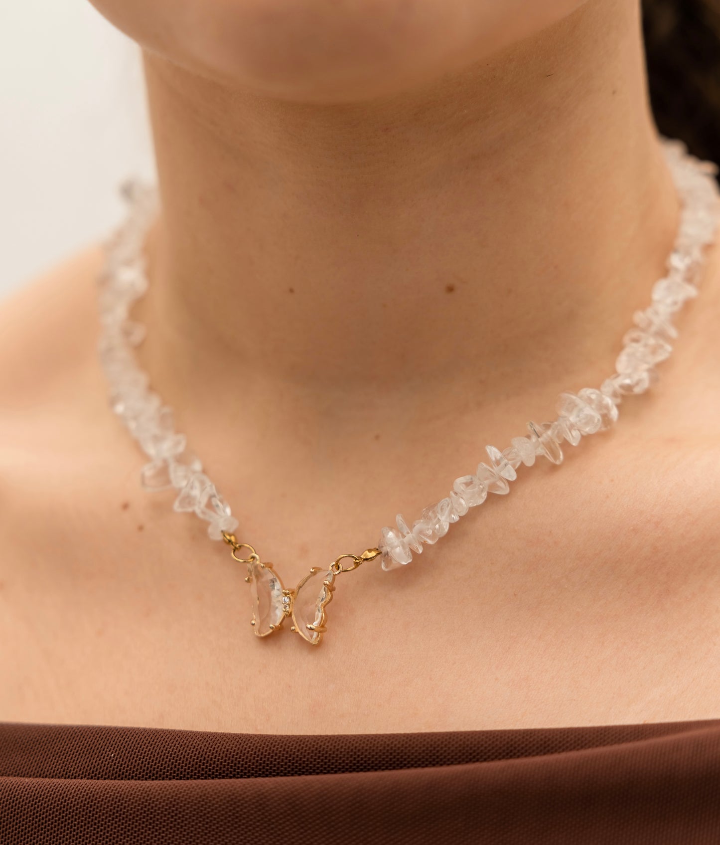 Colar Quartzo Cristal - Iluminação; Eleva a vibração; Conexão; Cura