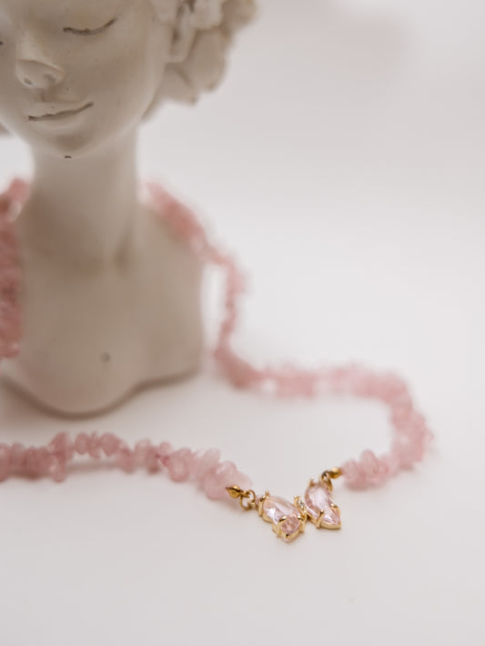 Colar Quartzo Rosa - Amor próprio; Cura emocional; Acolhimento; Vibrações de amor