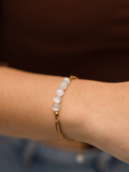 Pulseira Selenite - Limpeza Energética; Paz de Espírito; Cansaço Mental e Dores