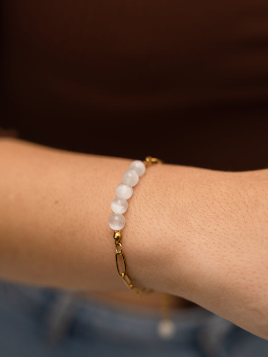 Pulseira Selenite - Limpeza Energética; Paz de Espírito; Cansaço Mental e Dores